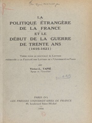 cover image of La politique étrangère de la France et le début de la guerre de Trente ans